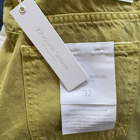 Jonathan Simkhai Denim Distressed Lime Drop Shorts cut offs Sz 32 NWT $195 - Picture 9 of 12
